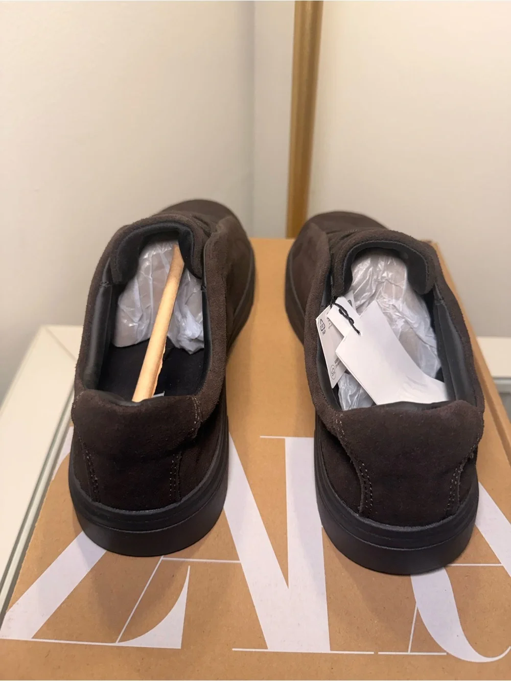 Men's Zara Suede leather Low-Top Sneakers in Dark Brown